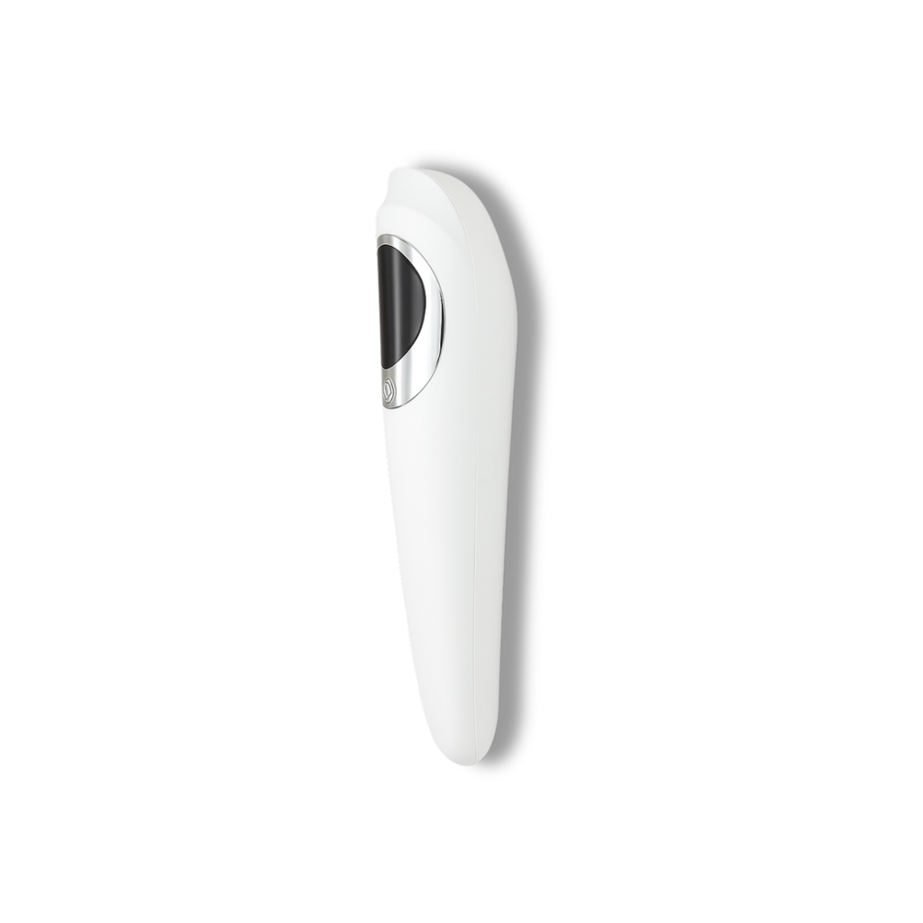 Side profile of the Pōdex® GLOW Professional UV/LED Lamp showing its ergonomic handheld design for curing the Pōdex® 3-Step Nail Lifting Gel System.
